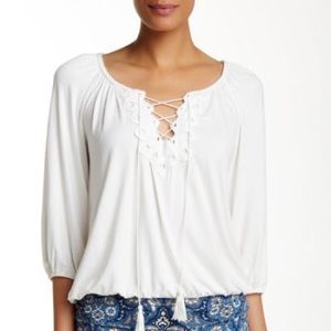 Max Studio Jersey 3/4 Sleeve Peasant Blouse